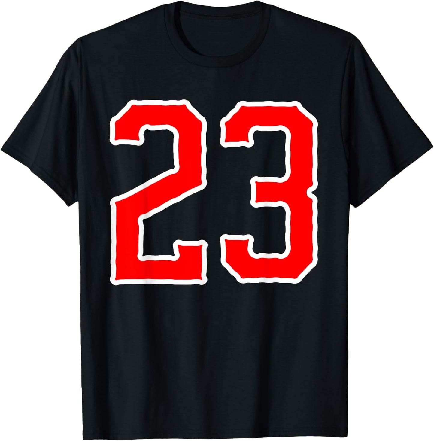 Number #23 White Red Sports Team Number 23 T-Shirt - T-Shirt | Black