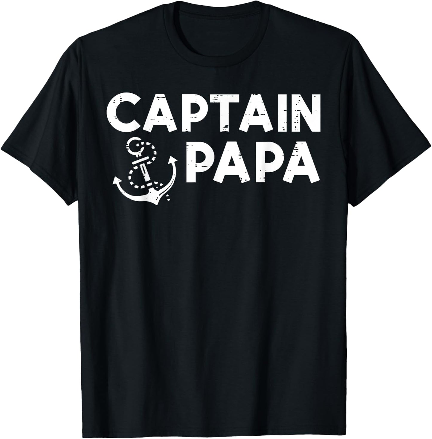 Captain Papa Boat Owner Family Fathers Day Dad Daddy Men T-Shirt - T-Shirt | Black