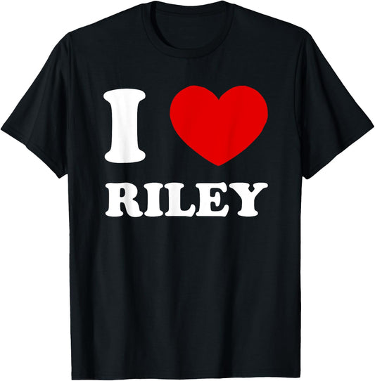 I Love Riley by Foxio -Adults Black Small Modern Lightweight Classic Fit Short Sleeve Letter Print T-Shirt - T-Shirt | Black