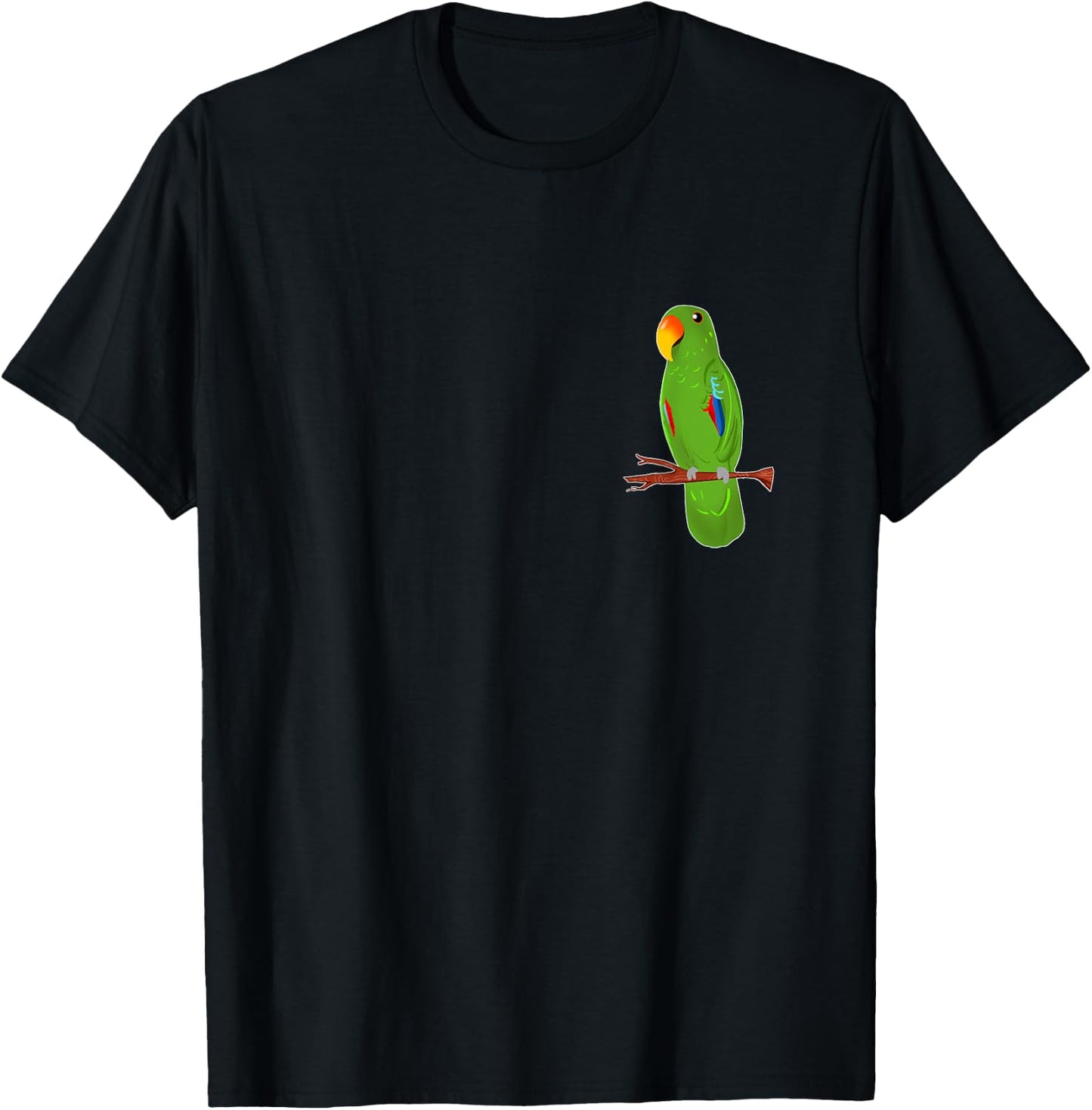 Green Eclectus Parrot Cute Drawing T-Shirt - T-Shirt | Black