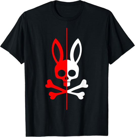 Scary Skull And Crossbones Bad Rabbit Horror Bunny Halloween T-Shirt - T-Shirt | Black