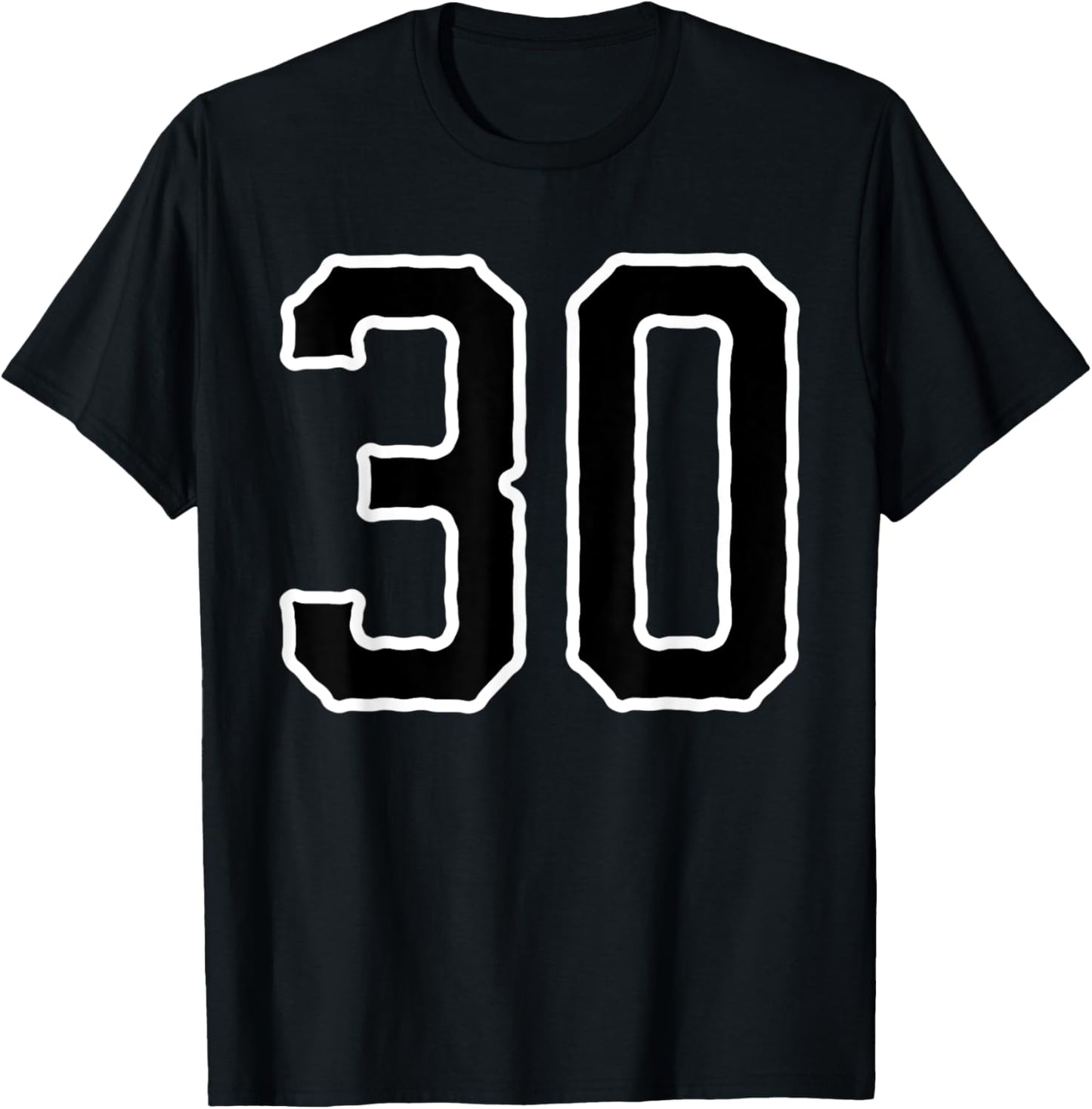 Jersey #30 White Black Sports Team Jersey Number 30 T-Shirt - T-Shirt | Black