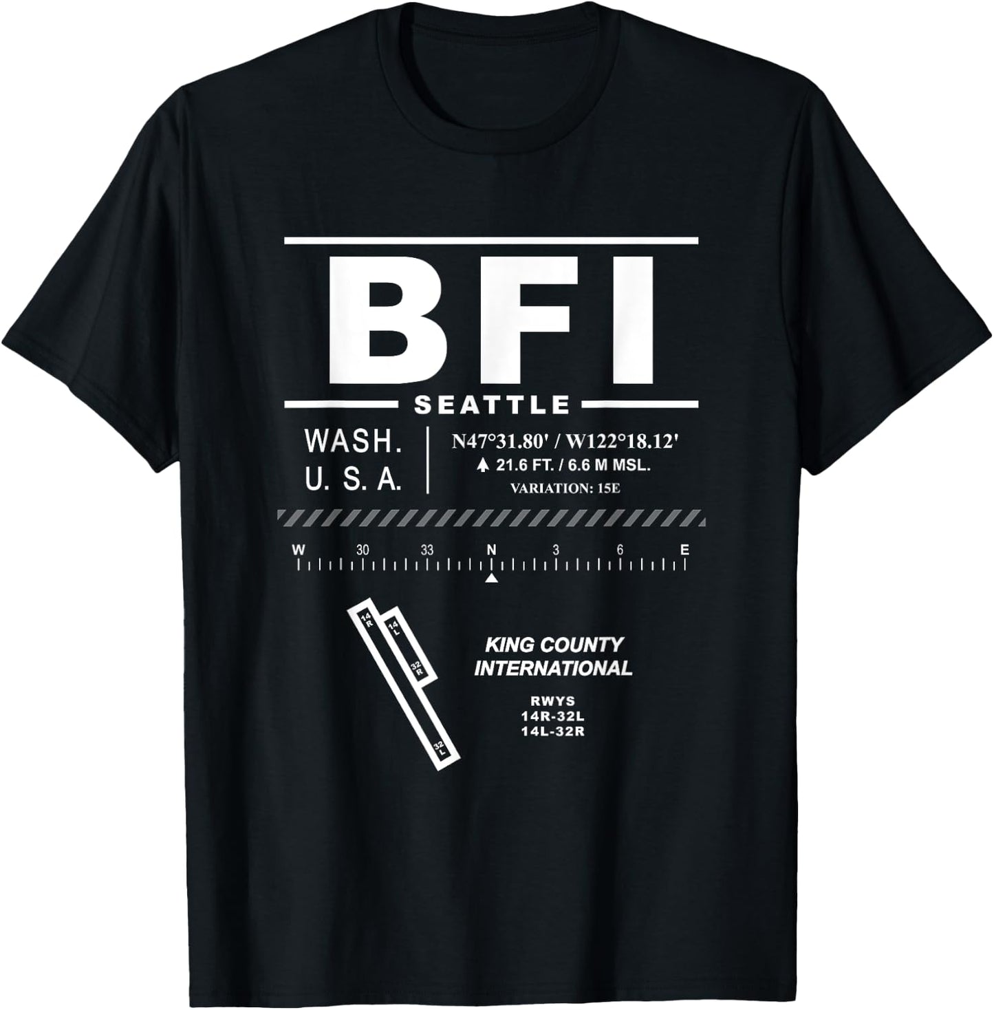 King County International Airport Seattle Washington BFI T-Shirt - T-Shirt | Black
