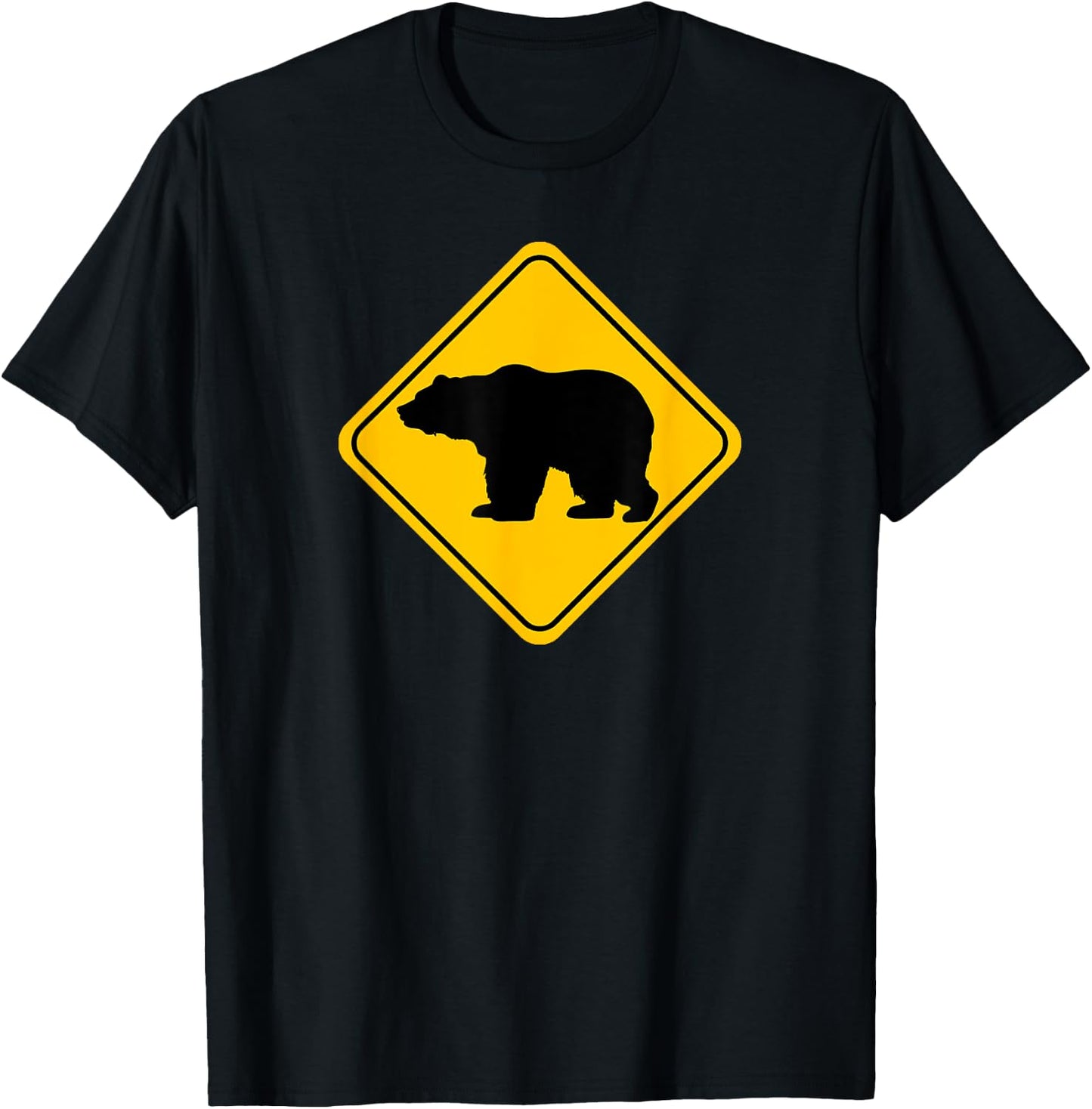 Bear Crossing Road Sign Grizzly Classic Minimalist Graphic T-Shirt - T-Shirt | Black