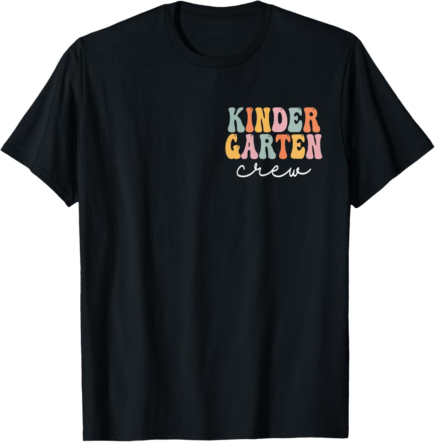 Kindergarten Crew Groovy Women First Day Of School T-Shirt - T-Shirt | Black