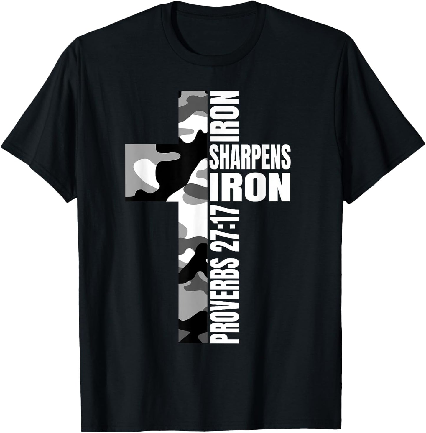 White Camo Iron Sharpens Iron Christian Verse Easter Couples T-Shirt - T-Shirt | Black