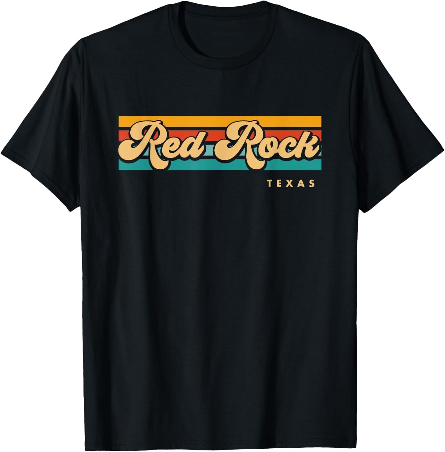 Vintage Sunset Stripes Red Rock, Texas T-Shirt - T-Shirt | Black