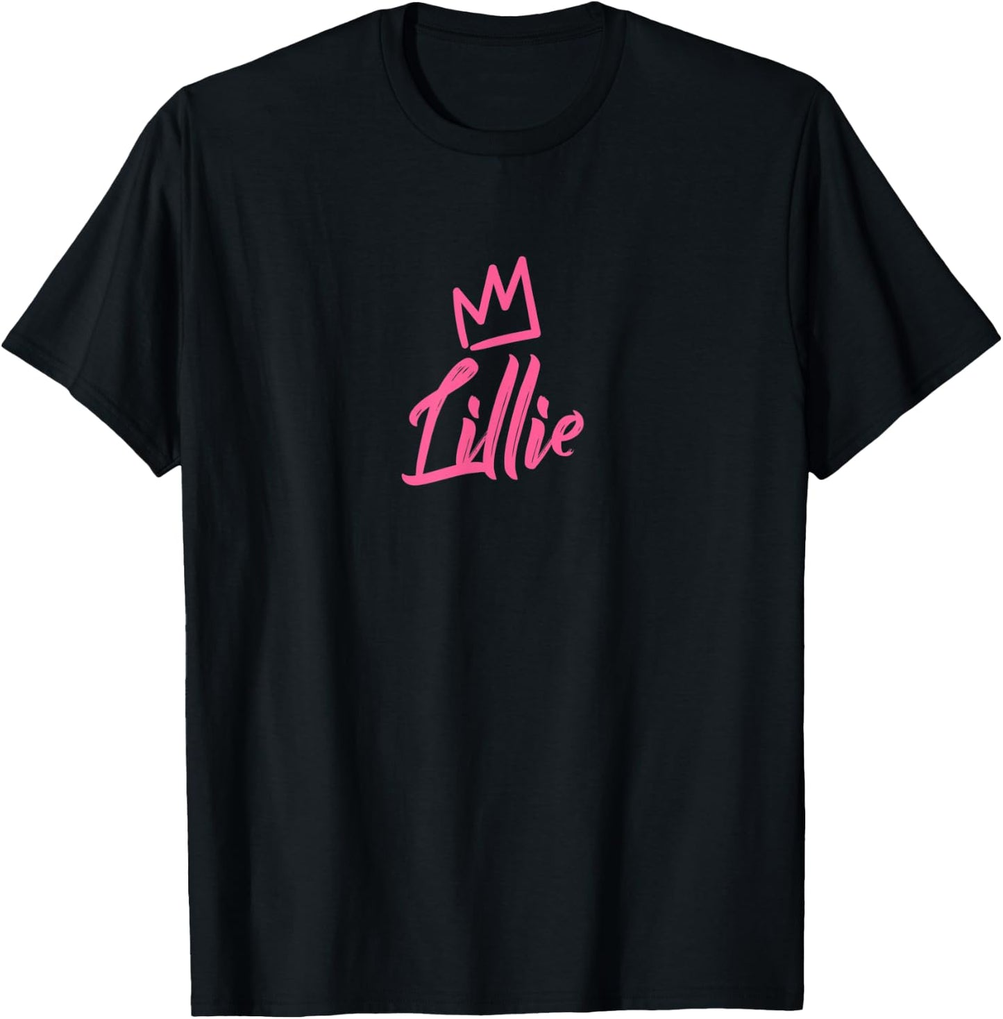Lillie the Queen / Pink Crown & Name Called Lillie T-Shirt - T-Shirt | Black