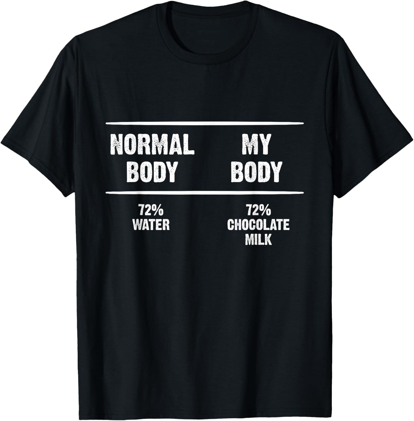 Water and Chocolate Milk Body Percentage Funny Milkaholic T-Shirt - T-Shirt | Black
