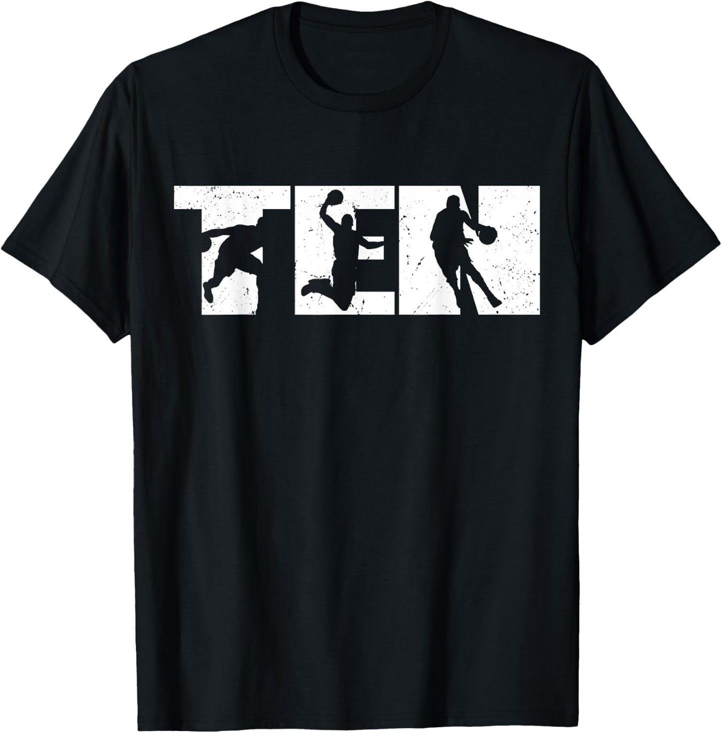 10th Birthday Retro Basketball 10 Years Old Boy Girl T-Shirt - T-Shirt | Black