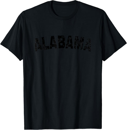 Vintage Alabama Black Text Apparel T-Shirt - T-Shirt | Black