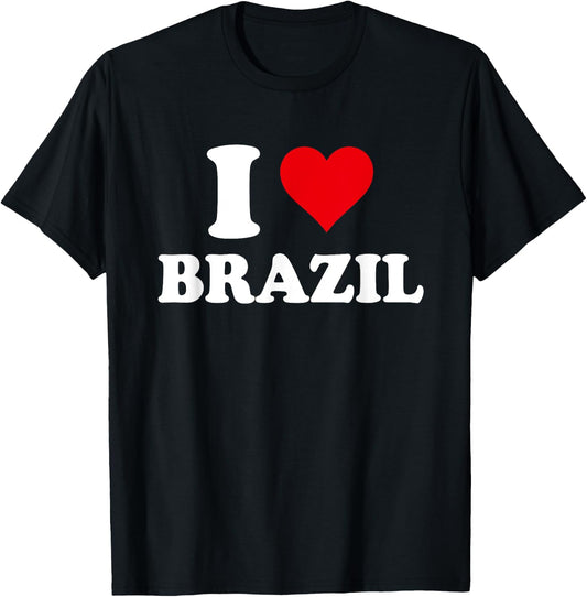 I Love Brazil Heart Brazilian Gift T-Shirt - T-Shirt | Black