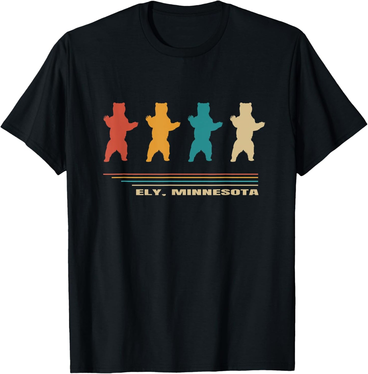 Ely Minnesota Vintage Bear MN Home State Hike Retro Camp 80s T-Shirt - T-Shirt | Black