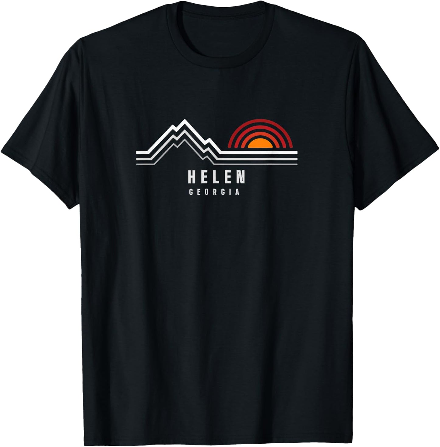 Helen Ga mountains Women's Mountain Sunset Graphic , Black, Small, Short Sleeve, , Classic Fit T-Shirt - T-Shirt | Black