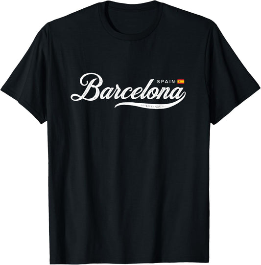Barcelona Spain Retro Vintage T-Shirt - T-Shirt | Black