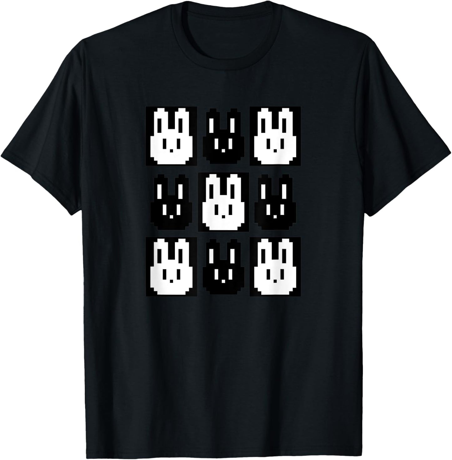 Pixel rabbit retro gaming fun T-Shirt - T-Shirt | Black