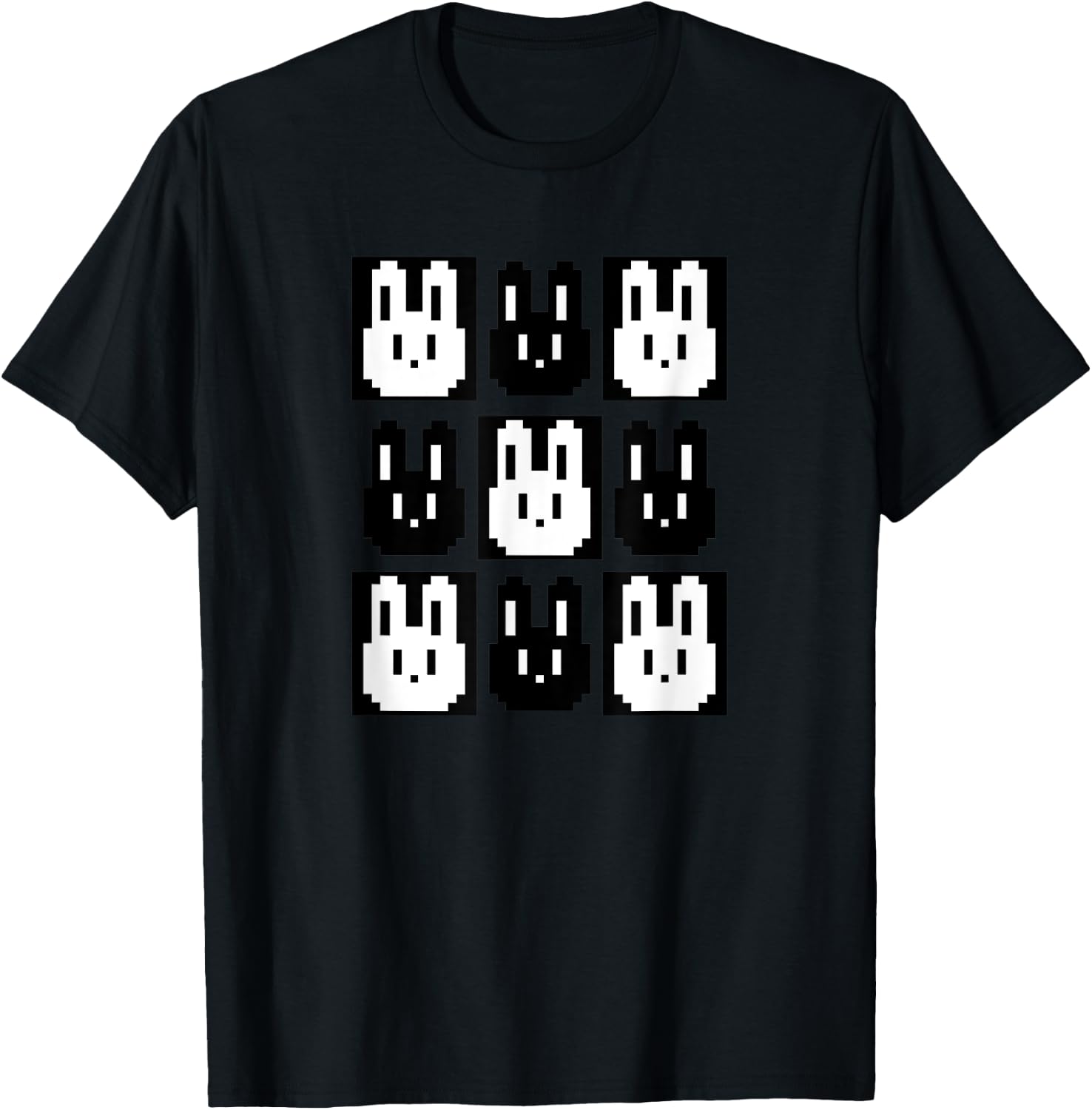 Pixel rabbit retro gaming fun T-Shirt - T-Shirt | Black