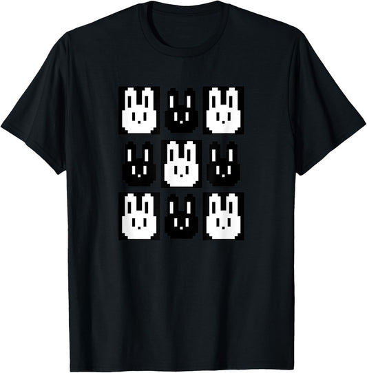 Pixel rabbit retro gaming fun T-Shirt - T-Shirt | Black