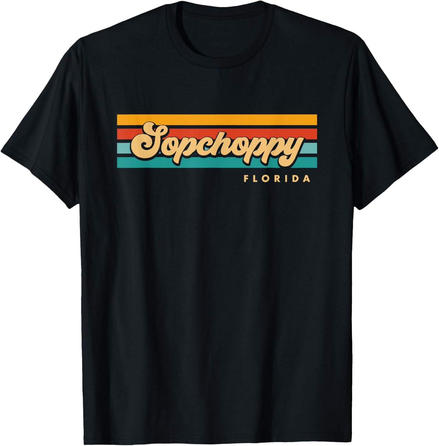 Vintage Sunset Stripes Sopchoppy, Florida T-Shirt - T-Shirt | Black