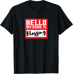 Hello My Name is Blessing in Disguise Funny Halloween Party T-Shirt - T-Shirt | Black
