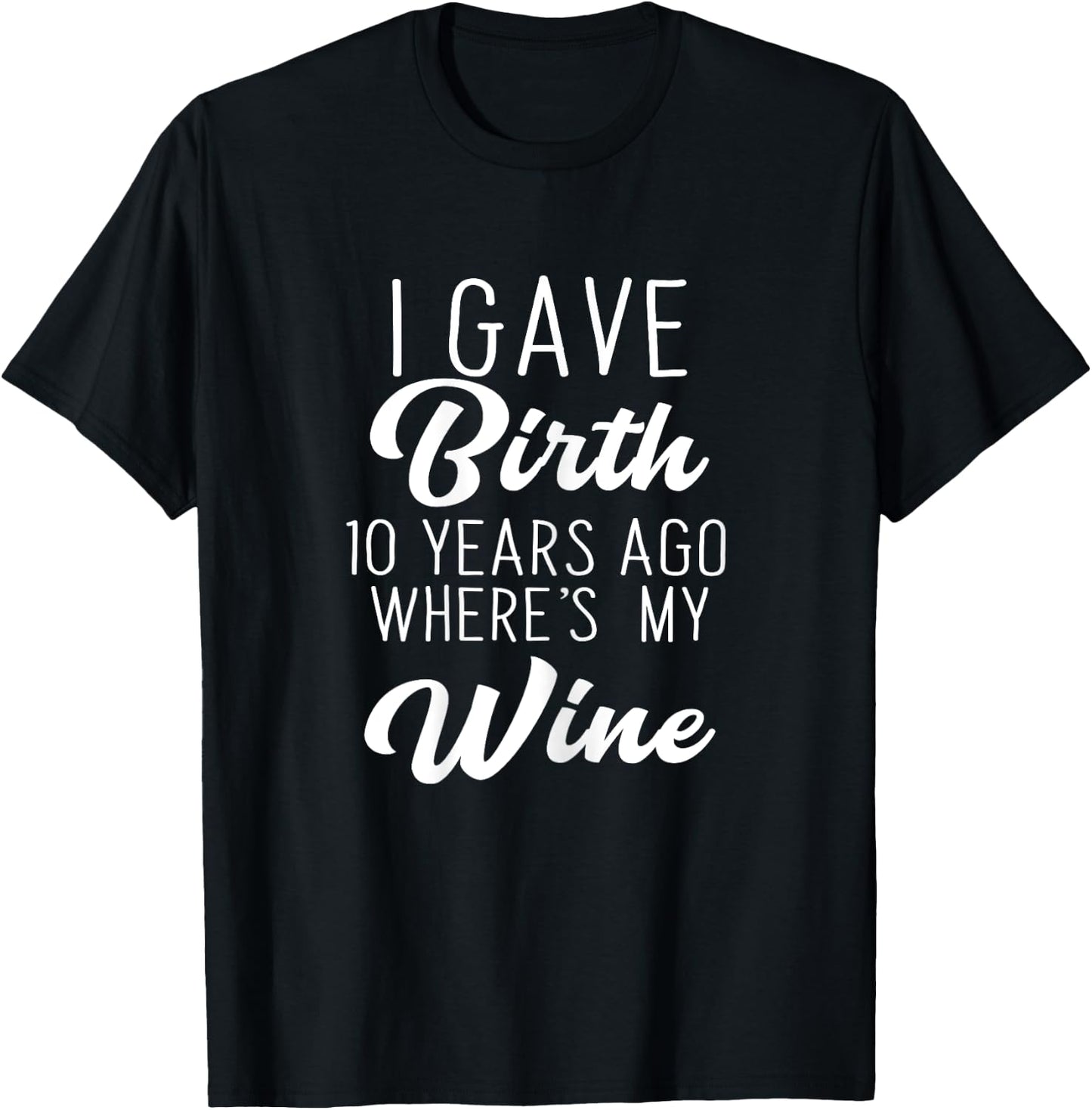 Mom Wine Mom Birthday Girl Boy 10th 10 Year Old Party T-Shirt - T-Shirt | Black