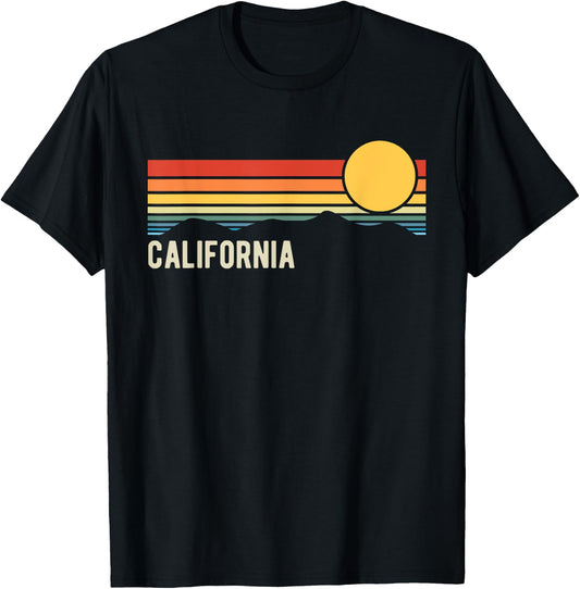 California USA Retro Sunset Style Design T-Shirt - T-Shirt | Black