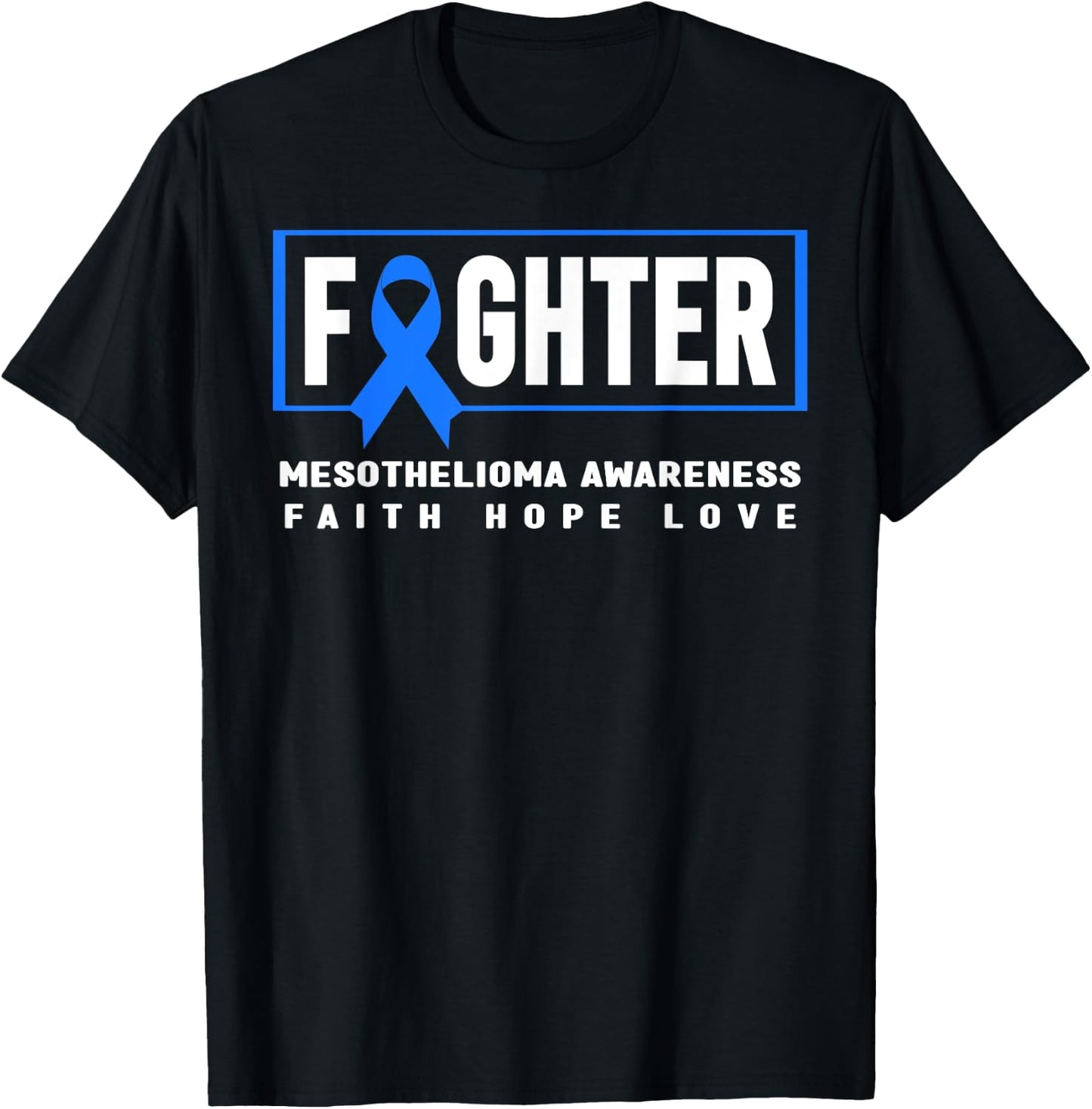 Mesothelioma Fighter - Blue Ribbon Mesothelioma Awareness T-Shirt - T-Shirt | Black