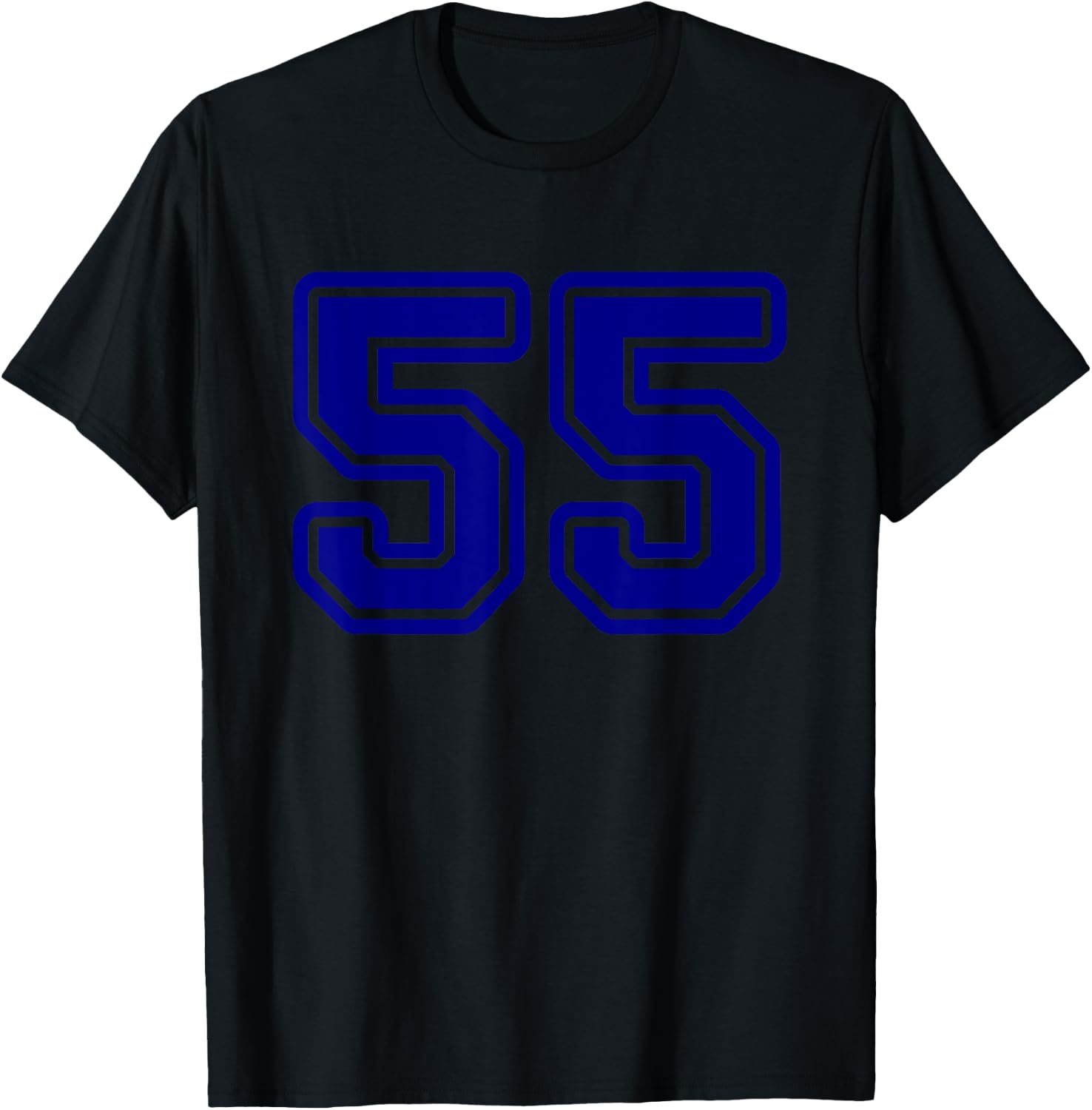 Number #55 Blue Sport Varsity Number 55 T-Shirt - T-Shirt | Black