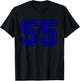 Number #55 Blue Sport Varsity Number 55 T-Shirt - T-Shirt | Black