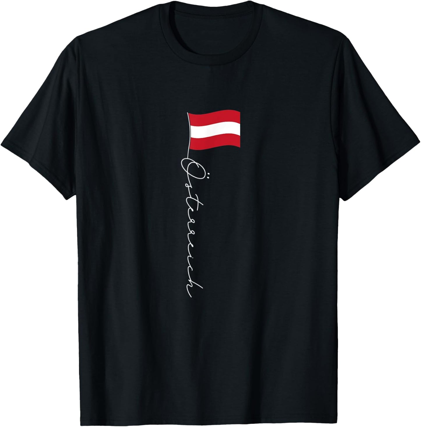 Austria Signature Flag Pole - Patriotic Austrian Flag Women Kids Men T-Shirt - T-Shirt | Black