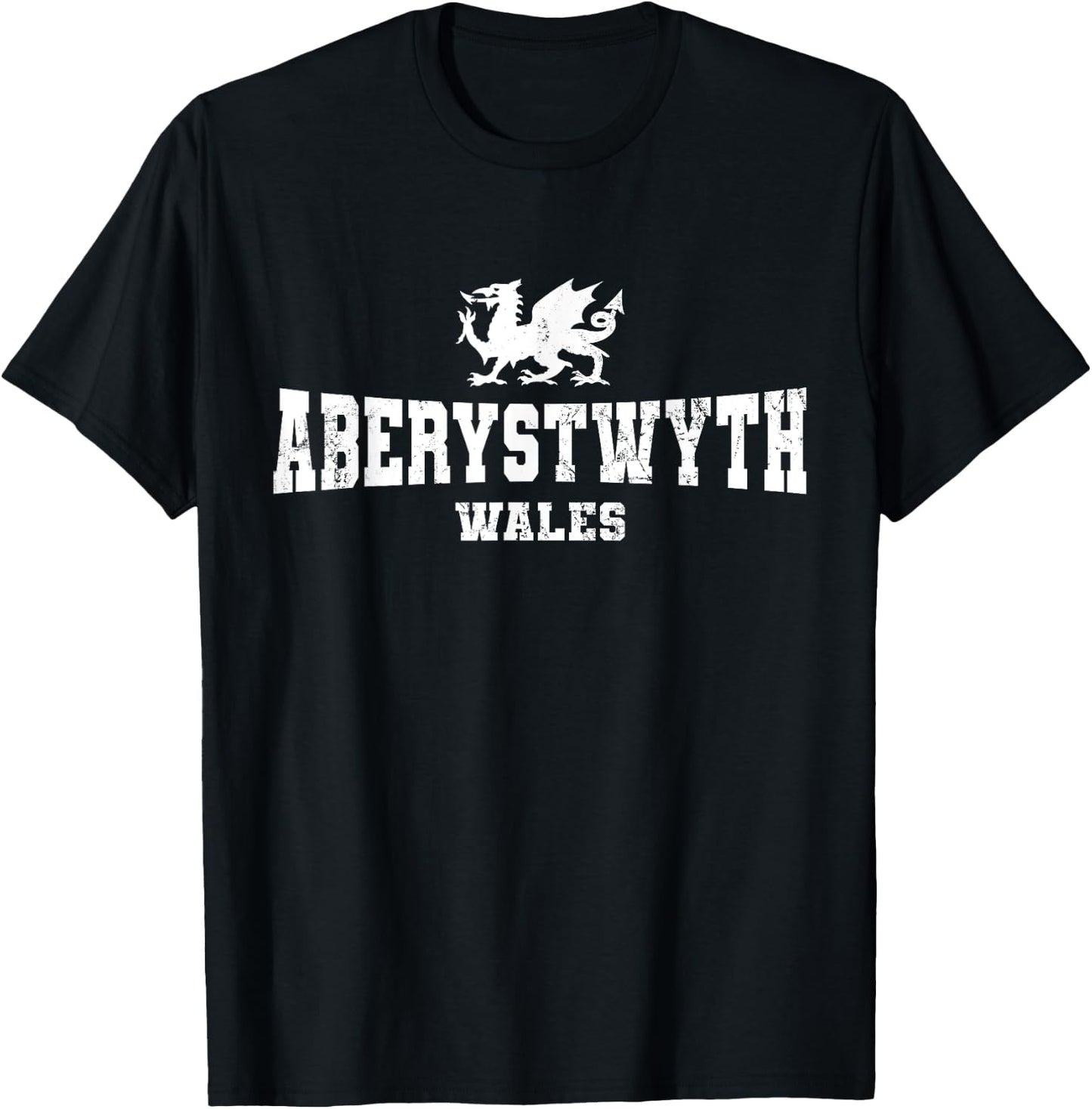 Aberystwyth Wales Welsh Dragon Flag Cymru T-Shirt - T-Shirt | Black