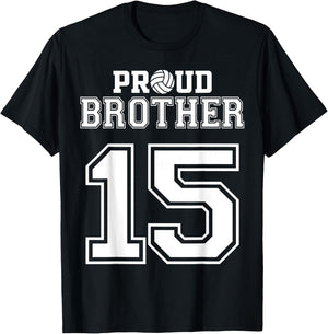 Custom Proud Volleyball Brother Number 15 Personalized Men T-Shirt - T-Shirt | Black
