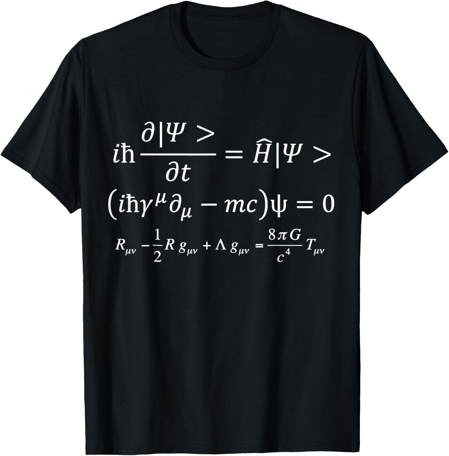 Three fundamental equations of physics, gravity and quantum T-Shirt - T-Shirt | Black
