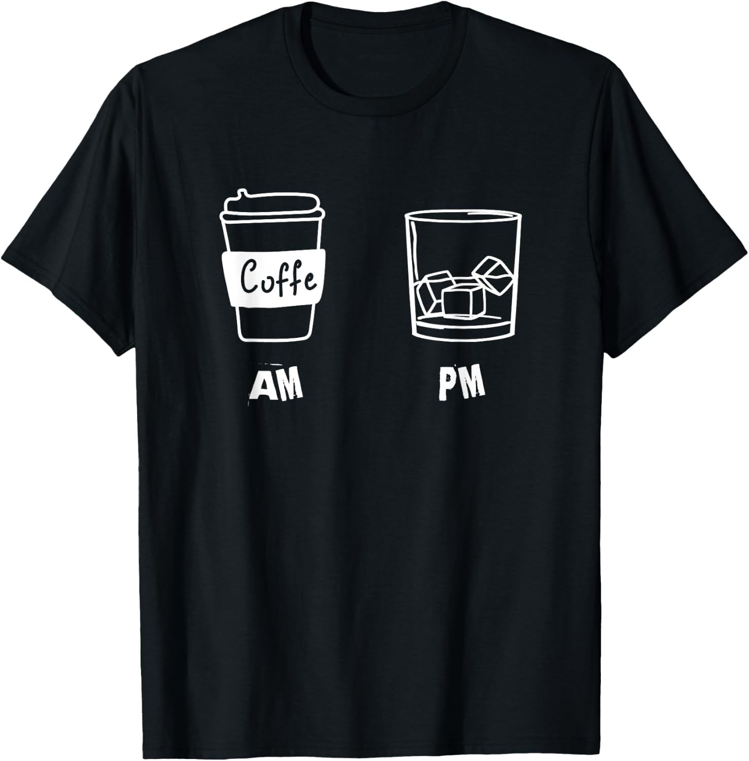AM Coffee PM Win Funny Drink Lovers T-Shirt - T-Shirt | Black
