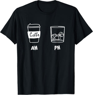 AM Coffee PM Win Funny Drink Lovers T-Shirt - T-Shirt | Black