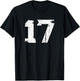 Number #17 Sport Vintage Torn Varsity Number T-Shirt - T-Shirt | Black
