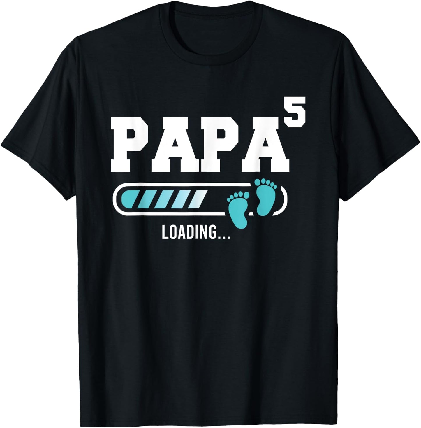 Papa 5 Fifth Time Papa Funny Papa Of Five T-Shirt - T-Shirt | Black