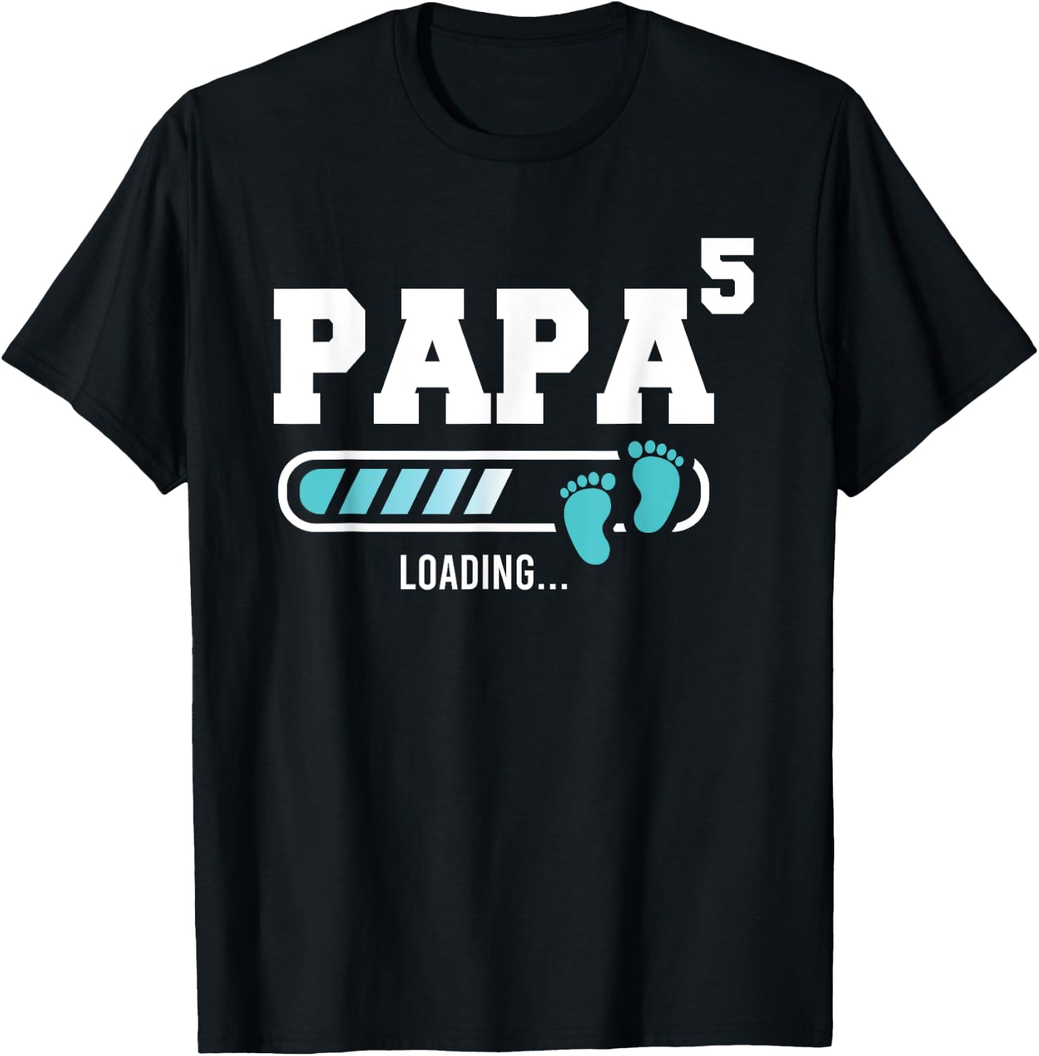 Papa 5 Fifth Time Papa Funny Papa Of Five T-Shirt - T-Shirt | Black