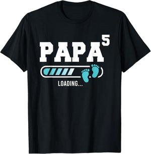 Papa 5 Fifth Time Papa Funny Papa Of Five T-Shirt - T-Shirt | Black