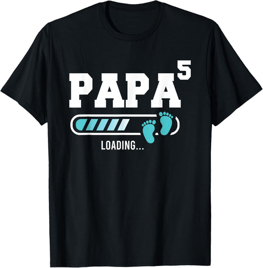 Papa 5 Fifth Time Papa Funny Papa Of Five T-Shirt - T-Shirt | Black