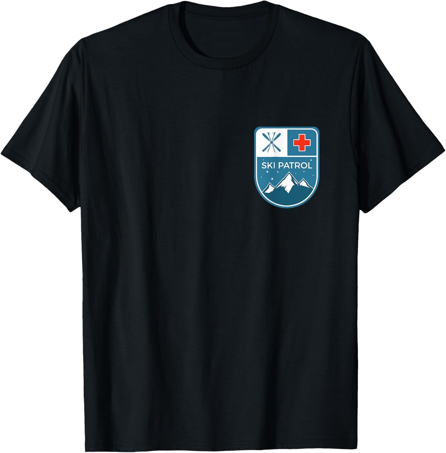 Ski Patrol Logo Pocket Official Skiier Snowboarder Funny T-Shirt - T-Shirt | Black