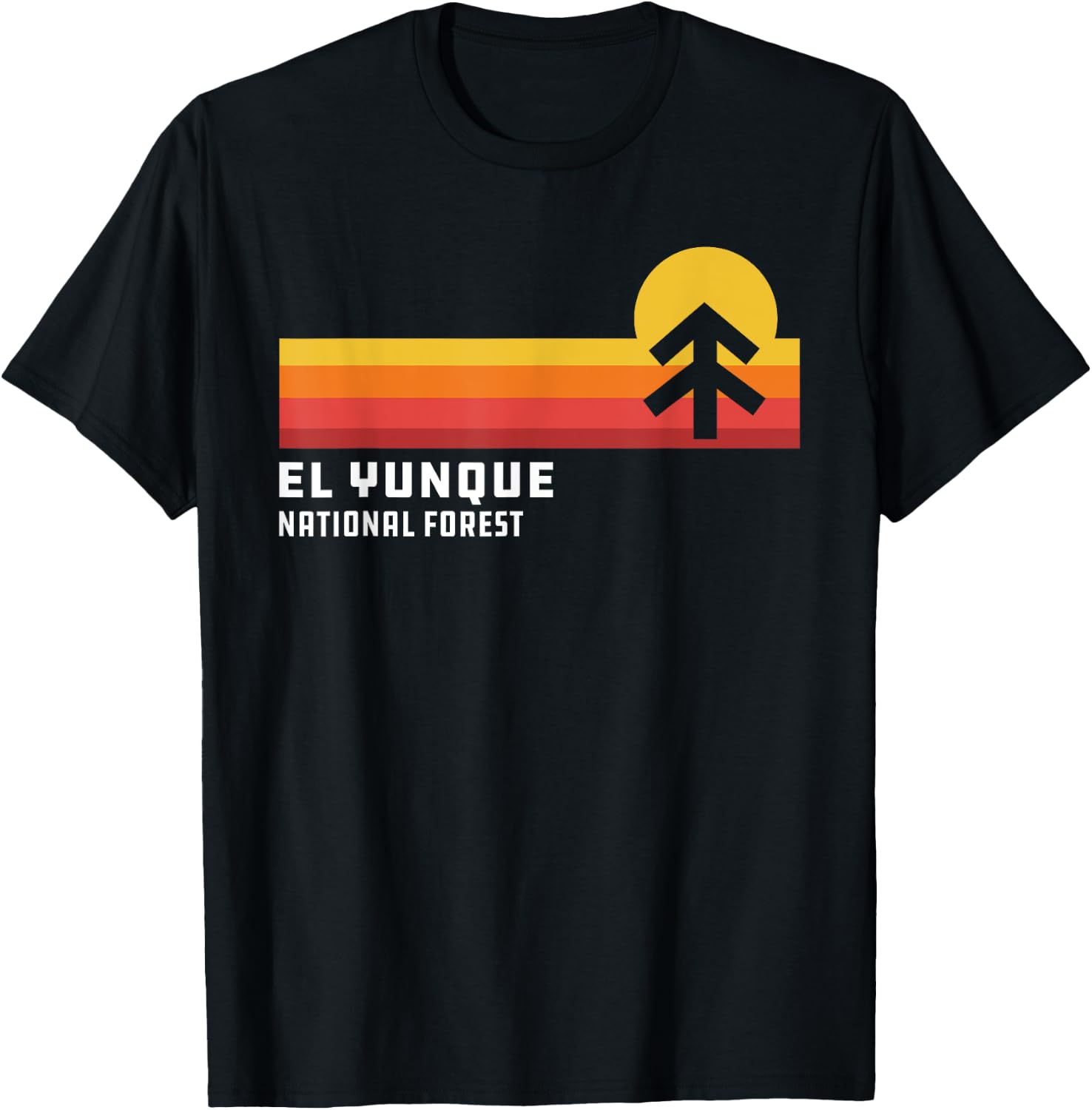 El Yunque National Forest Puerto Rico Retro Style Stripes T-Shirt - T-Shirt | Black