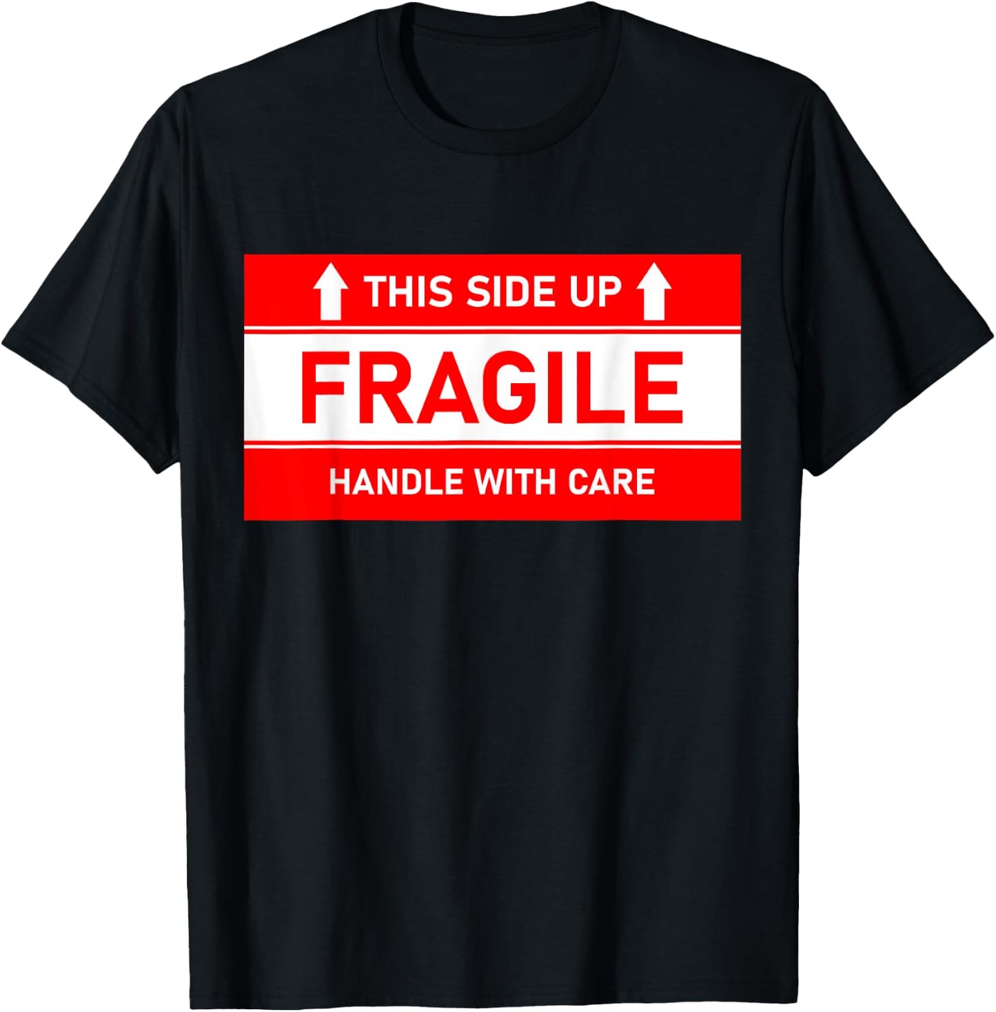 This Side Up Fragile Handle With Care Funny Gen Z T-Shirt - T-Shirt | Black