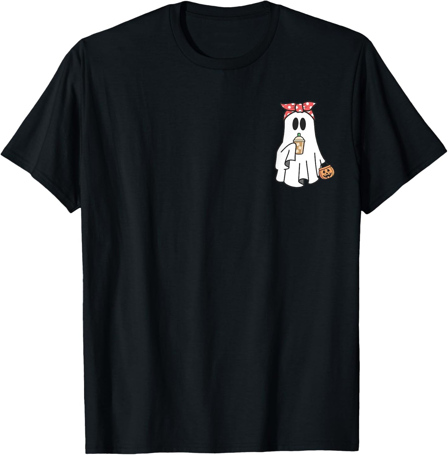 Iced Coffee Ghost Halloween Coffee Lover Spooky Season Women T-Shirt - T-Shirt | Black