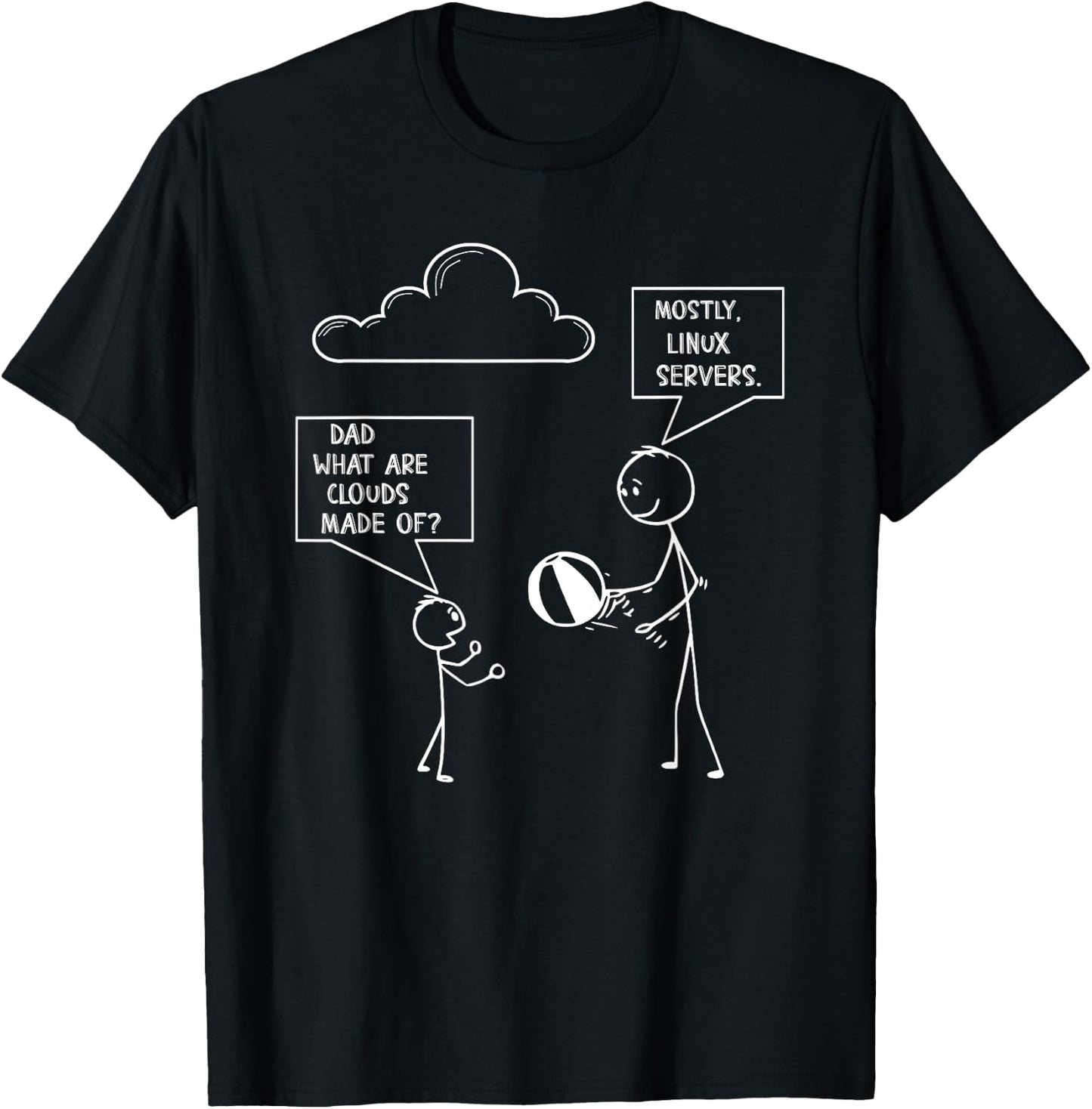 Funny programmer coder joke clouds made of linux servers T-Shirt - T-Shirt | Black