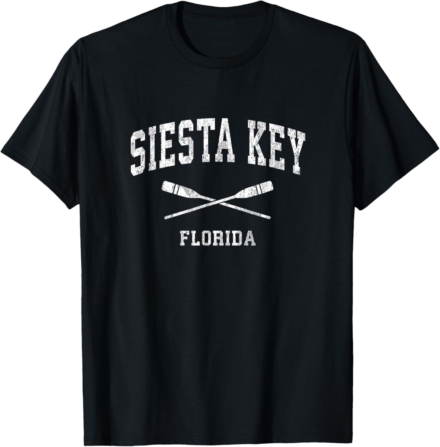 Siesta Key Florida Vintage Nautical Paddles Sports Oars T-Shirt - T-Shirt | Black