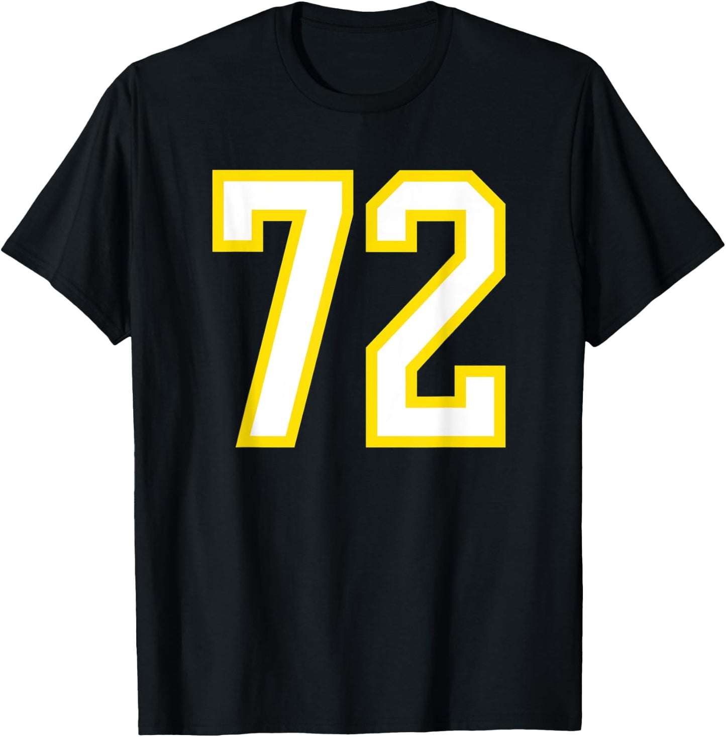 Jersey Number #72 Yellow White Birthday Sports Number 72 T-Shirt - T-Shirt | Black