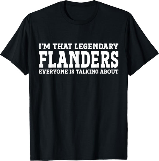 Flanders Surname Funny Team Family Last Name Flanders T-Shirt - T-Shirt | Black