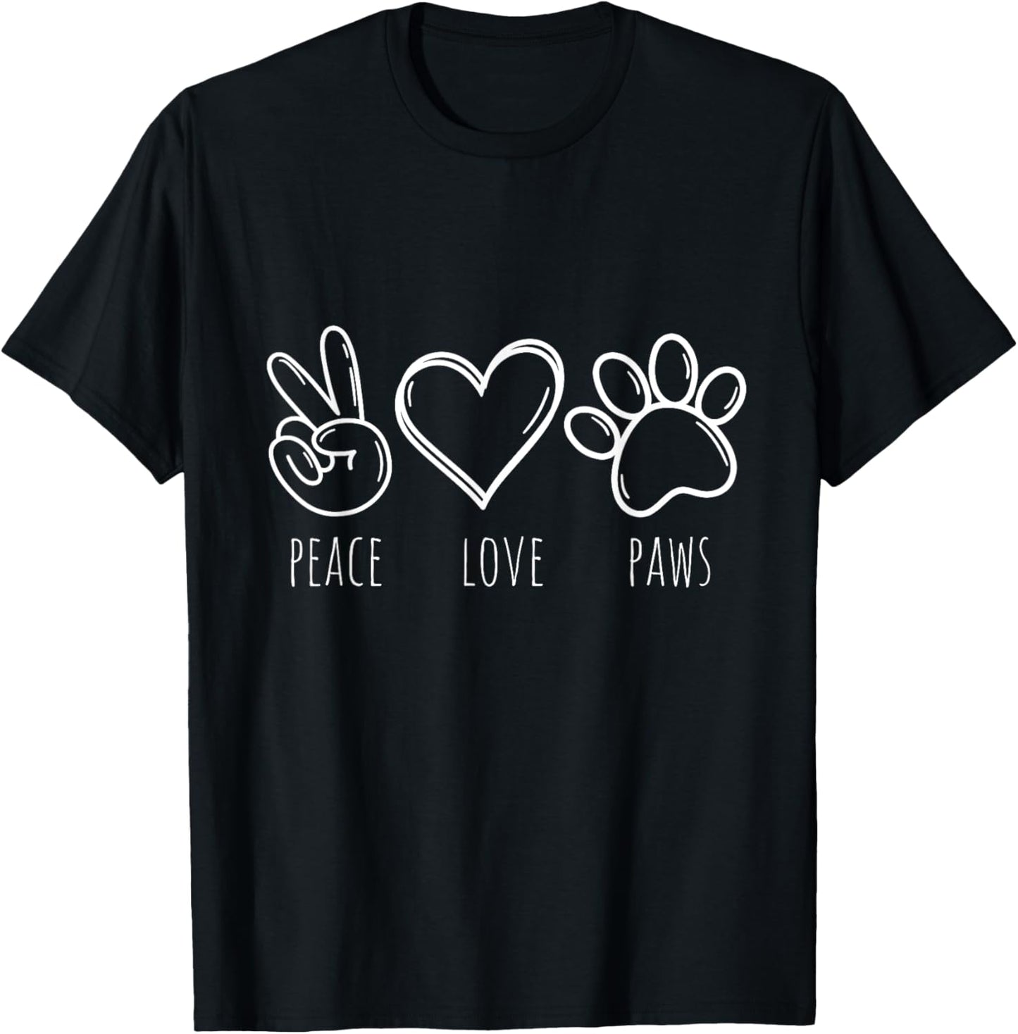 Peace Love Dogs Paws T-Shirt - T-Shirt | Black