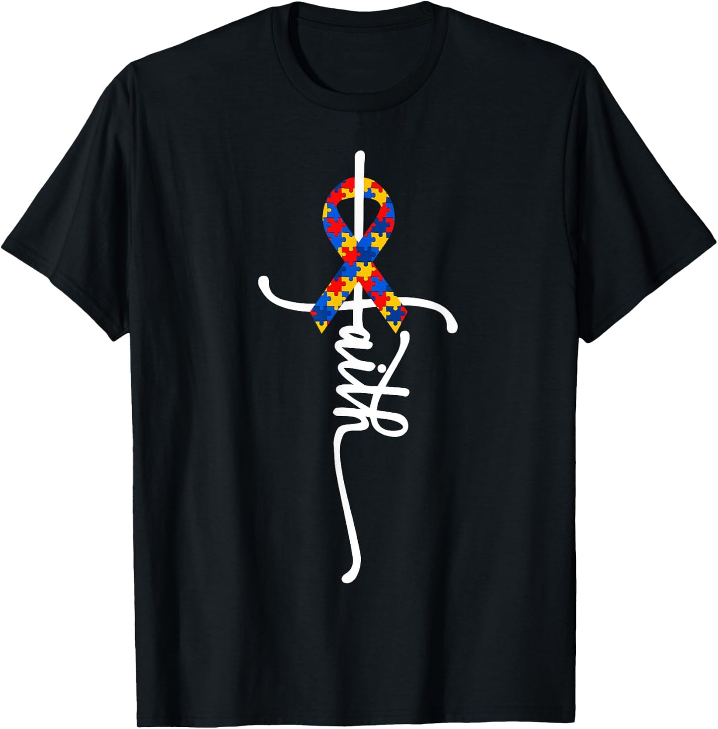 Autism Awareness Women Men Kids Autism Faith Autistic ASD T-Shirt - T-Shirt | Black